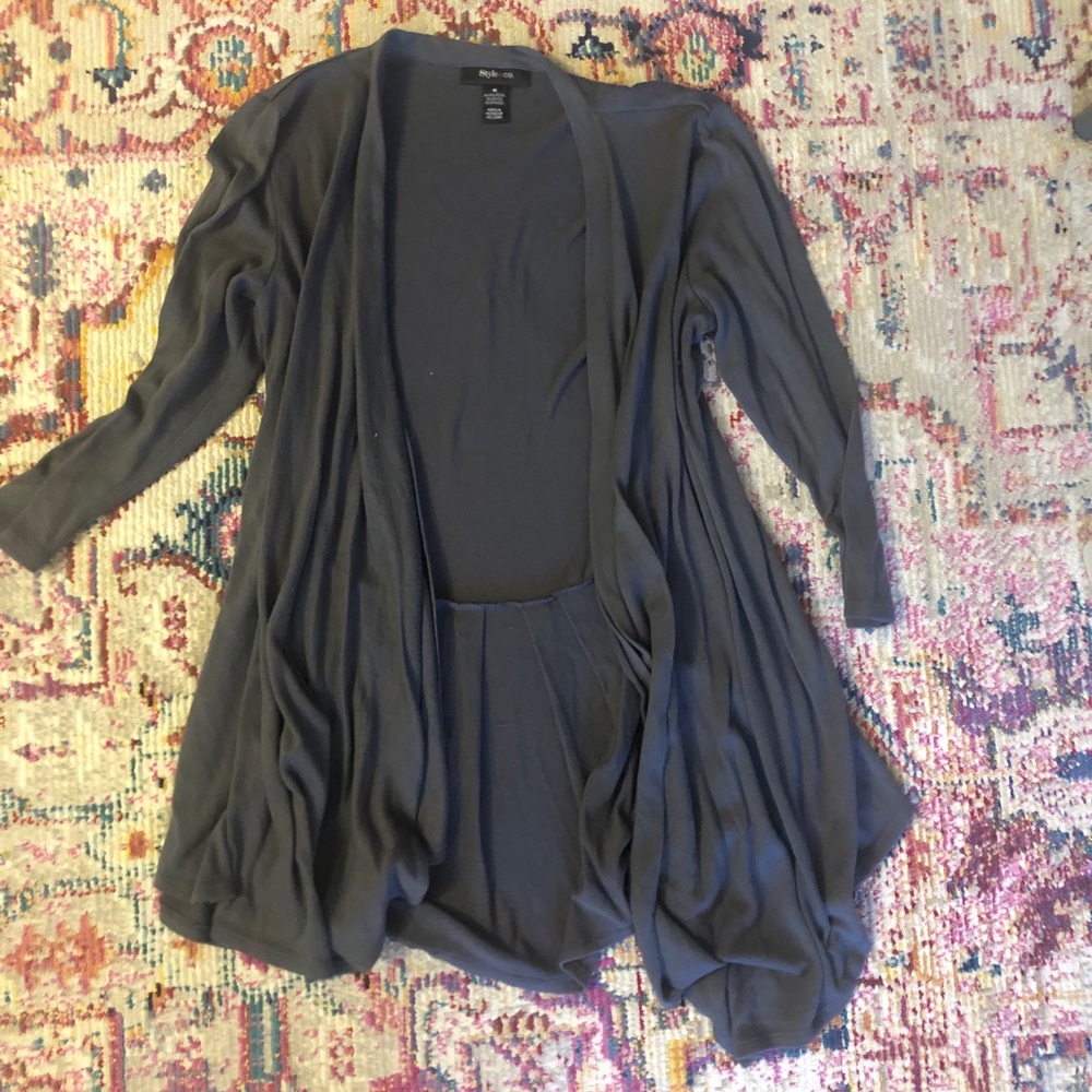 Gray Pleated Cardigan